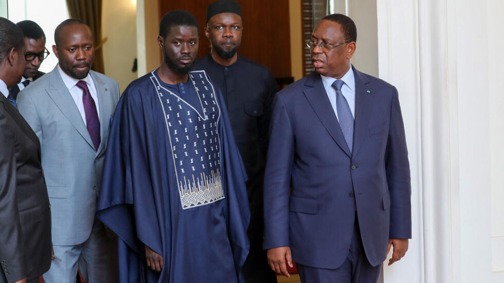 Outgoing President Macky Sall meets with his successor President-elect Diomaye Faye